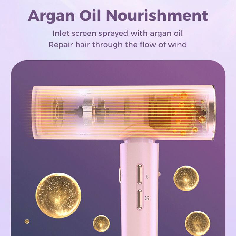 Argan Oil Nourishment
Inlet screen sprayed with argan oil
Repair hair through the flow of wind