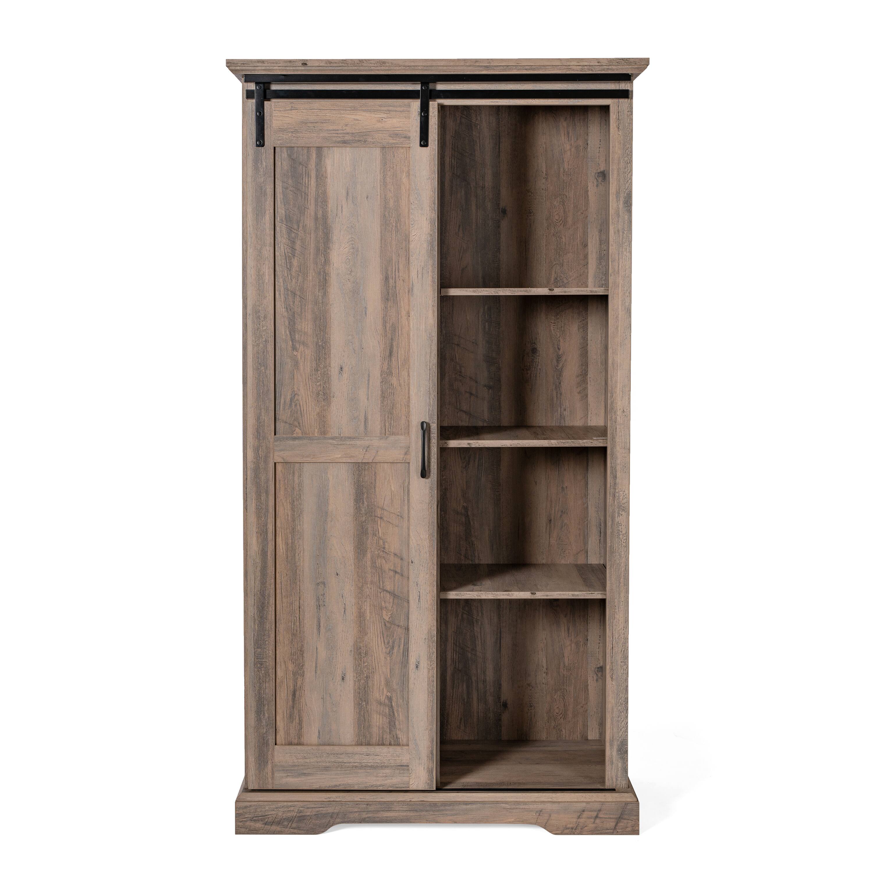 Angle. Flash Furniture - Harrison 36" Wide Rustic Farmhouse Storage Cabinet Bookcase with Sliding Barn Door and 4 Adjustable and 2 Fixed Shelves - Gray.