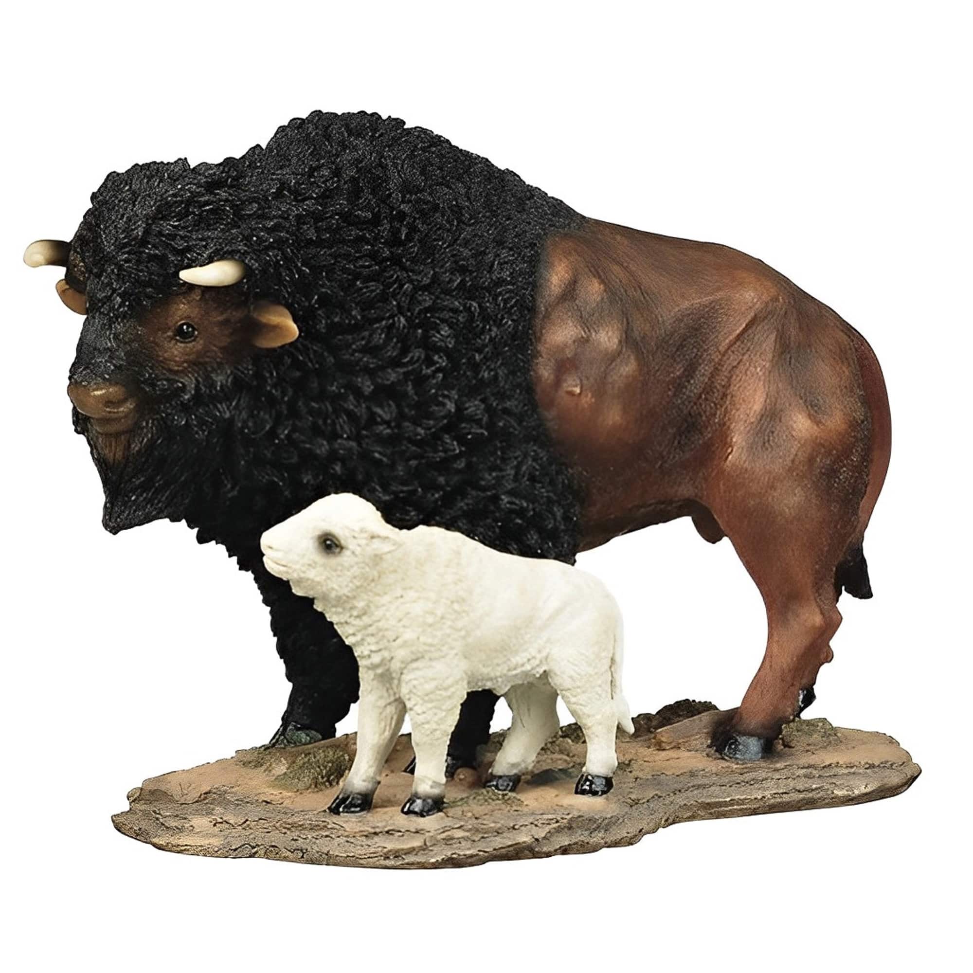 FC Design - 7"H Collection Standing Buffalo with Baby Figurine Statue Desk Tabletop Home Decor Gift - Multi-Color