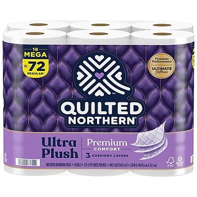 Quilted Northern - Ultra Plush Toilet Paper, 3-ply, White, 255 Sheets/Roll, 18 Rolls/Case (876045/874685)
