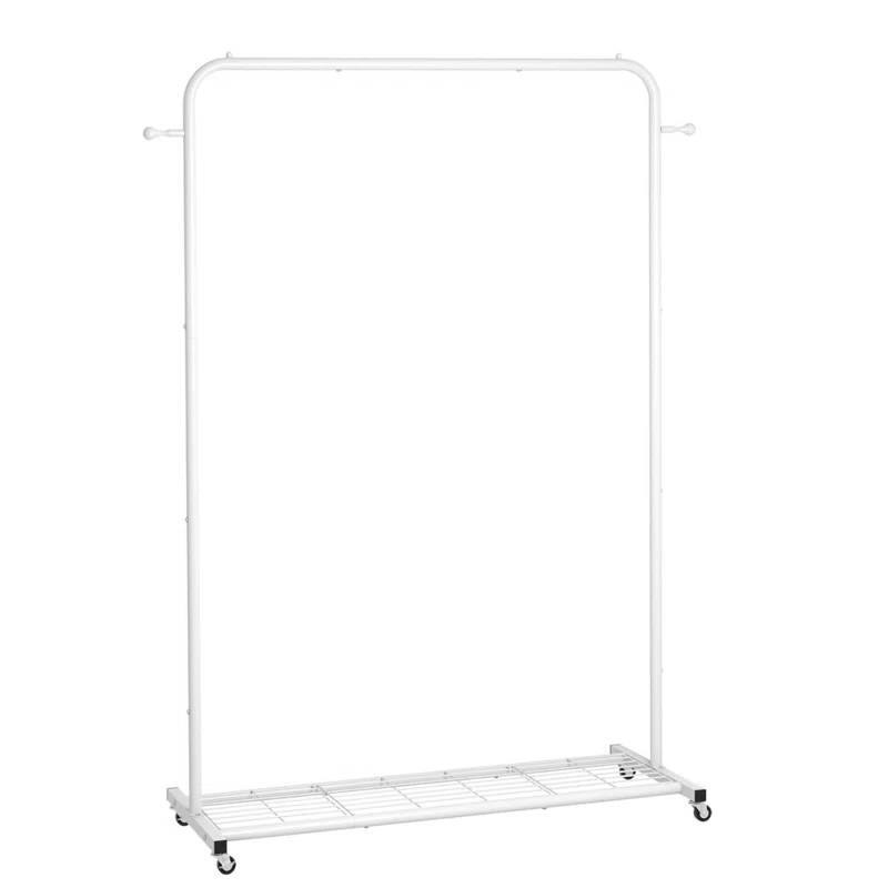Angle. Hivvago - White Modern Garment Rack Clothes Hanging Rod with Lockable Wheels - White.