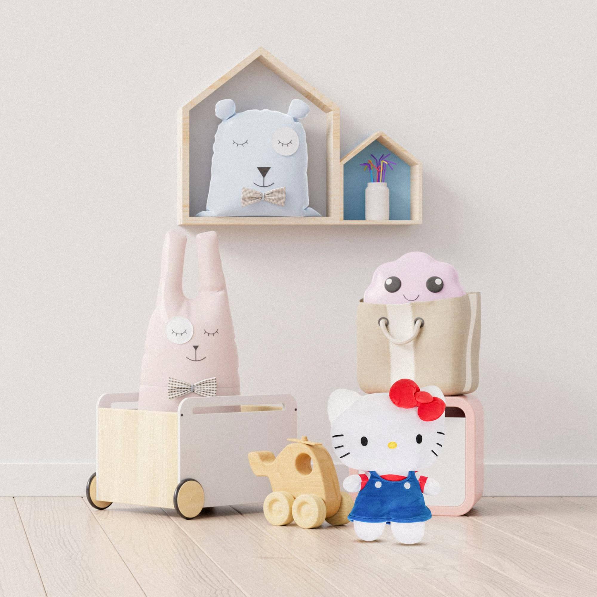 Alt View 10. Hello Kitty - Sanrio Hello Kitty in Overalls 6 Inch Plush - Multi-Color.