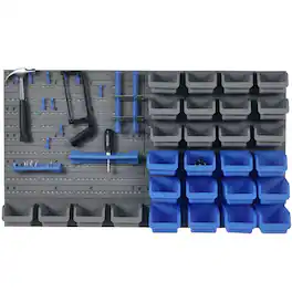 Durhand - 44-Pc Wall Mounted Pegboard Tool Organizer Rack Kit for Garage - Blue
