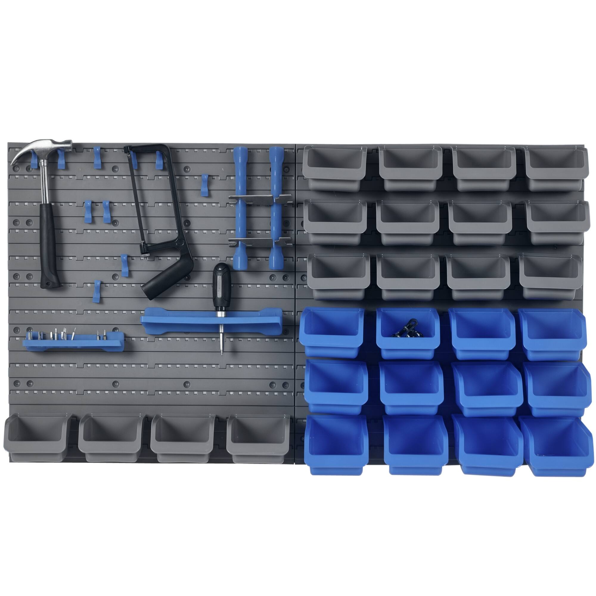 Front. Durhand - 44-Pc Wall Mounted Pegboard Tool Organizer Rack Kit for Garage - Blue.