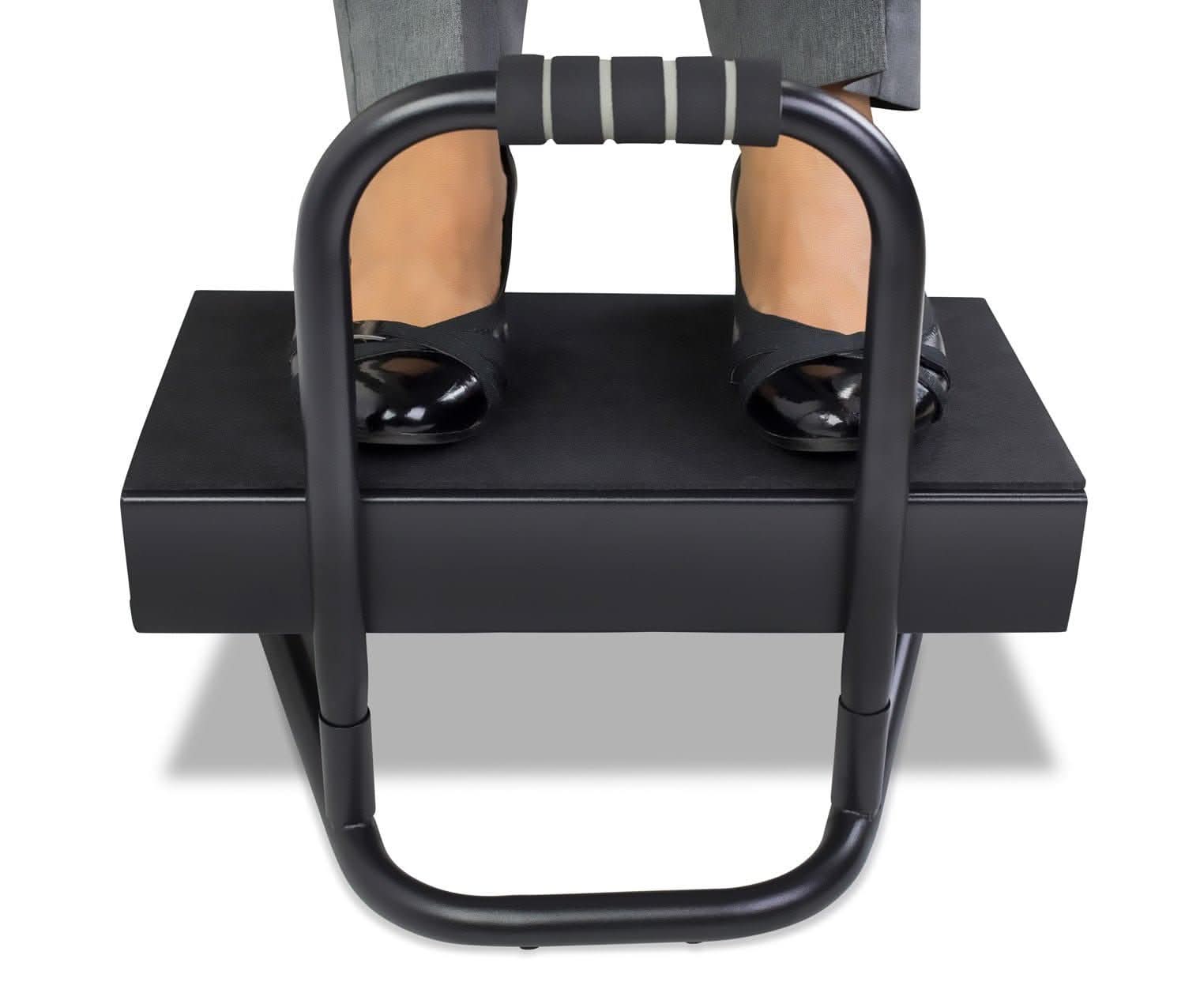 Left. Mount-It! - Height Adjustable Foot Rest with 6 Settings, Ergonomic Footrest for Standing and Sitting Desk Use - Black.