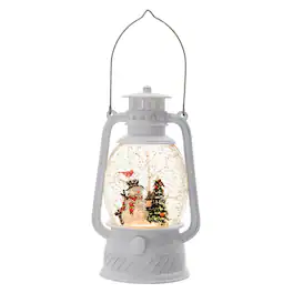 Dexmalle - Dexmalle-Christmas Plastic/Resin Lantern With Snowman & Tree Led/Water Spinning/6 Hours Timer - White