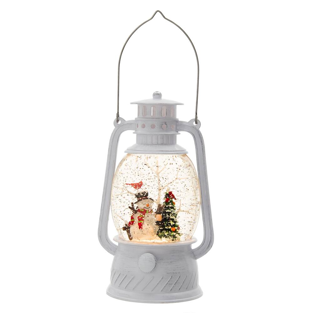 Front. Dexmalle - Dexmalle-Christmas Plastic/Resin Lantern With Snowman & Tree Led/Water Spinning/6 Hours Timer-White - White.