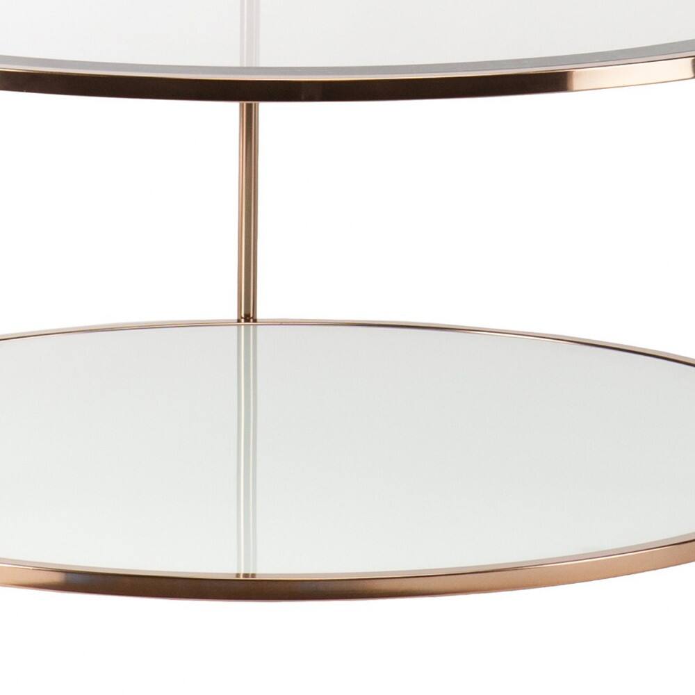 Back. Hivvago - Hivvago 34 Inch Glass with Iron Round Coffee Table - Gold.