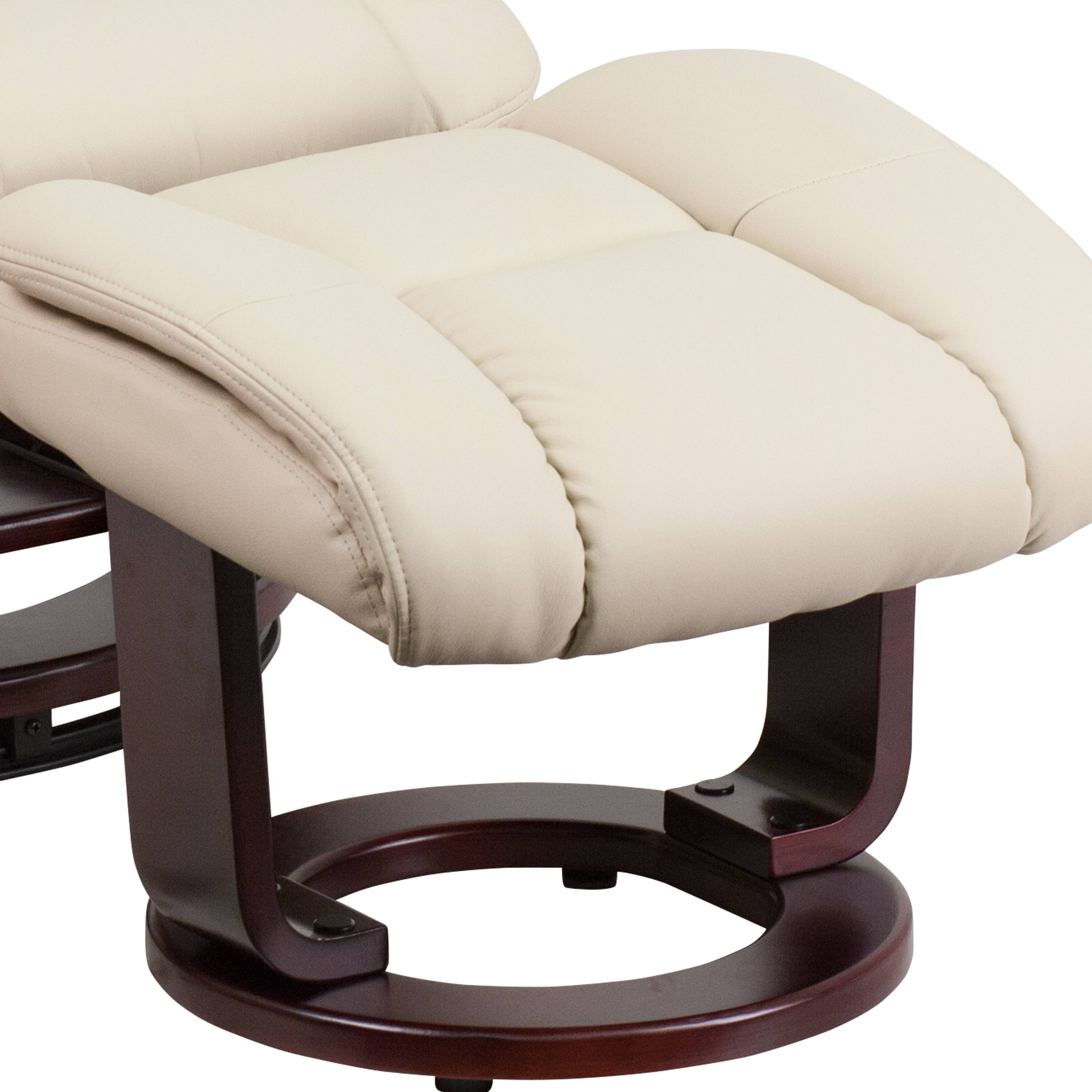 Alt View 9. Emma + Oliver - Multi-Position Recliner & Curved Ottoman with Swivel Wood Base - Beige.