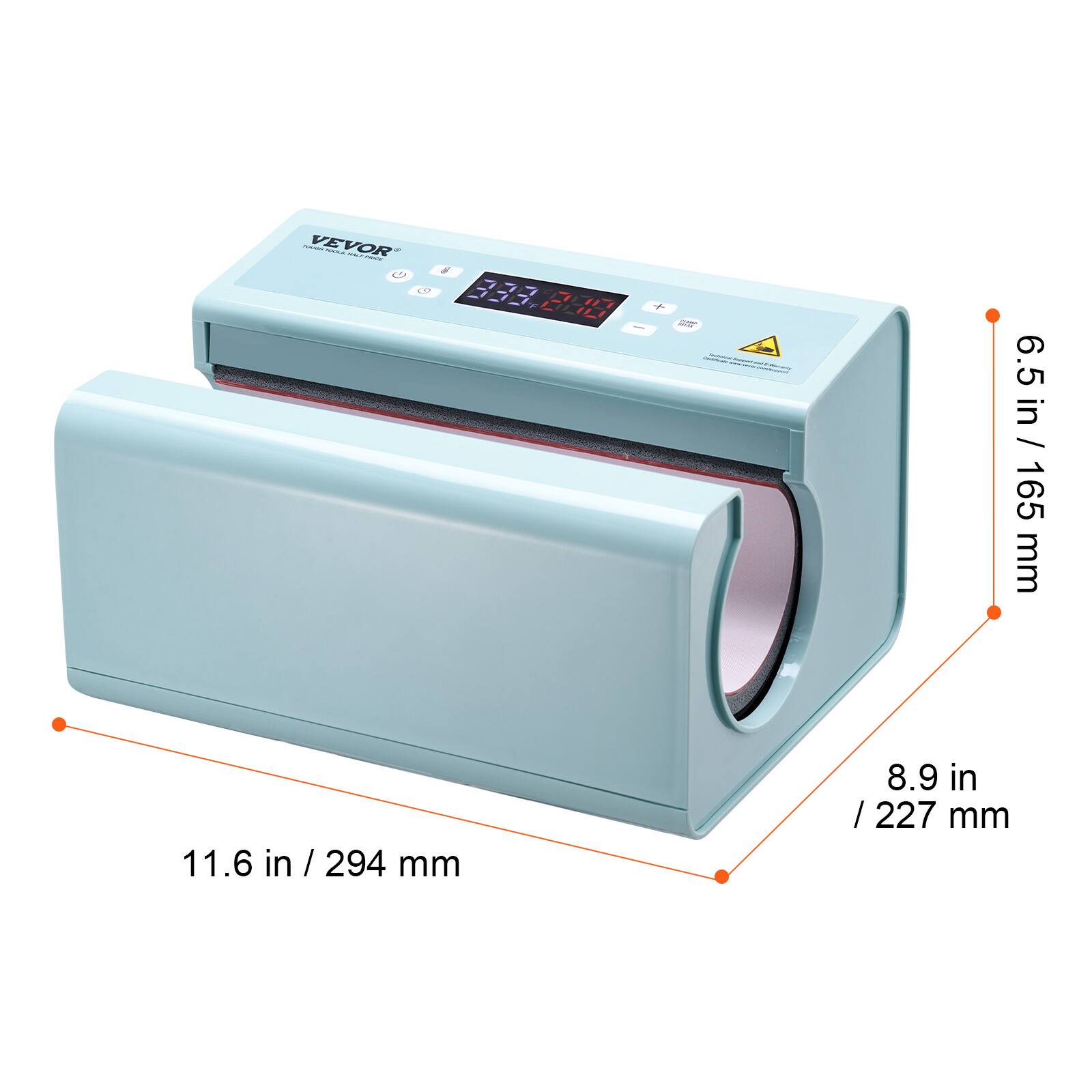 VEVOR

6.5 in / 165 mm

11.6 in / 294 mm

8.9 in / 227 mm