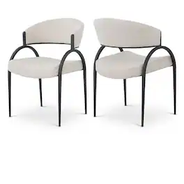 Meridian Furniture - Privet Linen Textured Fabric Dining Chair, Set of 2 - Beige