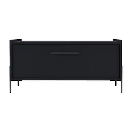 Front. TuHome - Shan High Minimalistic Coffe Table With Pull Down Cabinet, Open Shelf for Living Room and Common Zone - Black.