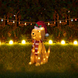 Glitzhome - 22"H 3D Christmas Fabric Dog with 40 LED Lights - Multi-Colored