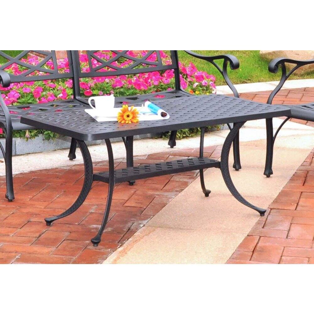 Left. Crosley Furniture - Sedona Cast Aluminum Outdoor Coffee Table - Black.