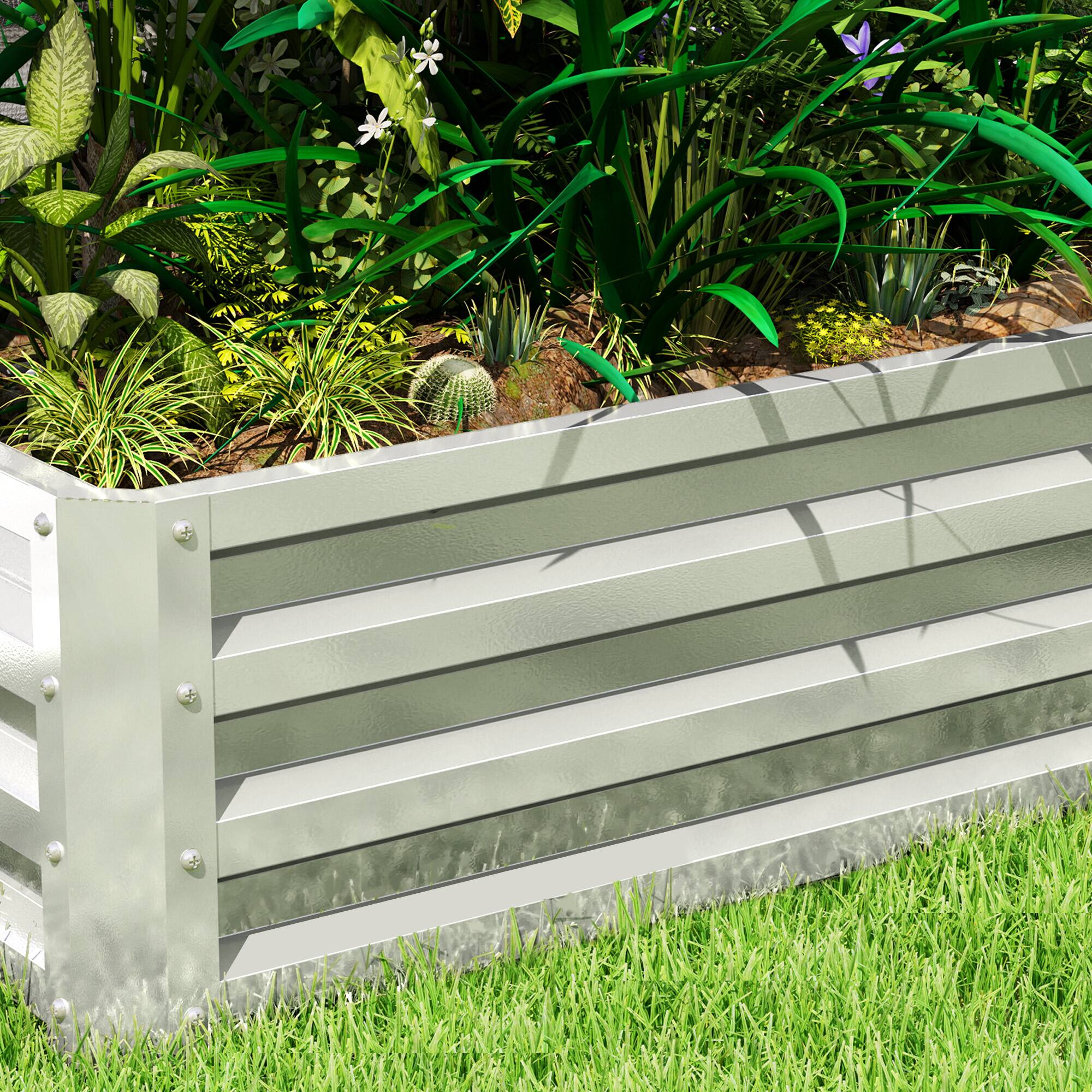 Alt View 8. Outsunny - Raised Garden Bed, 4' x 2' x 1' Metal Planter Box, for Growing Vegetables, Flowers, Herbs.