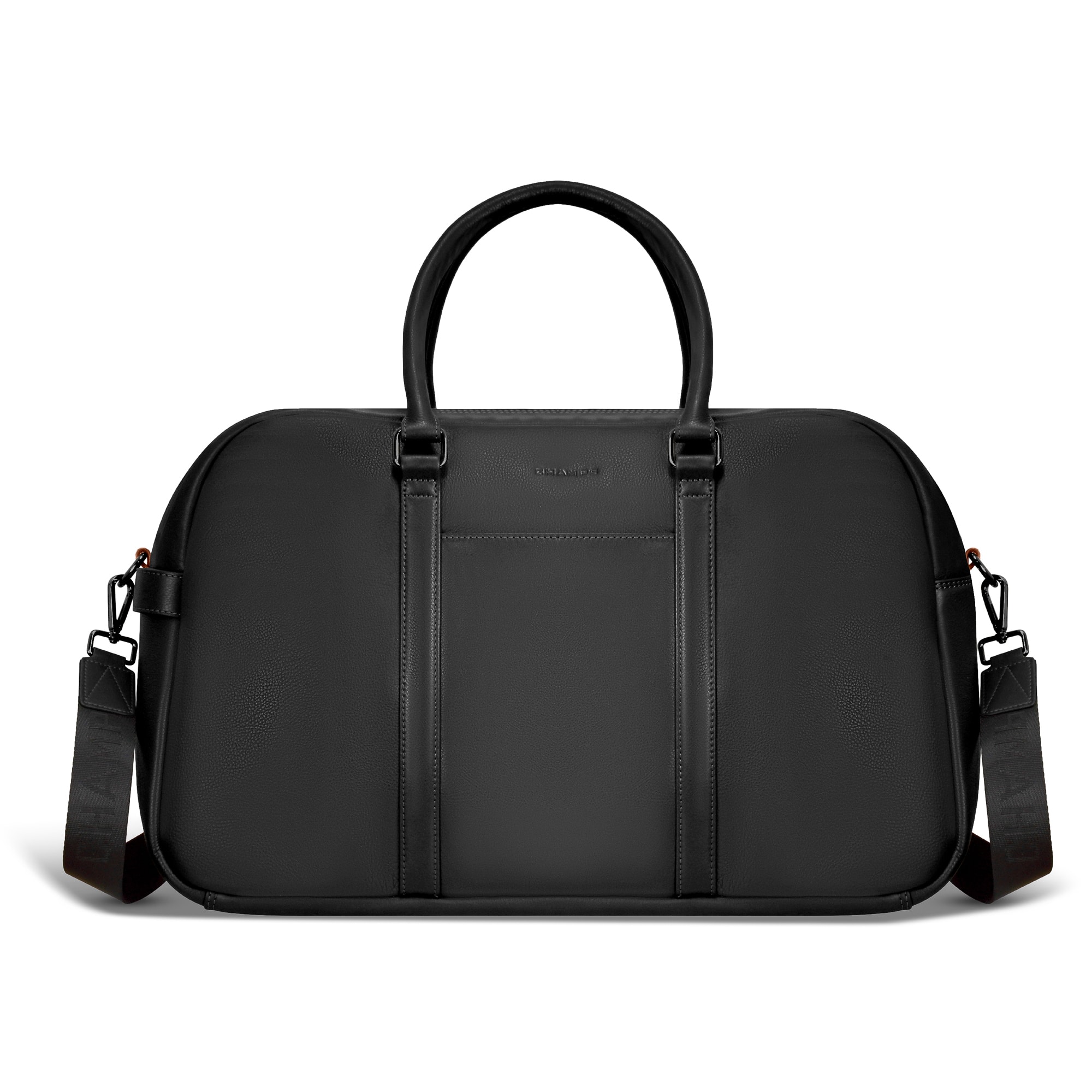 Front. Champs - Onyx Collection Leather Duffel Laptop Bag - Black.