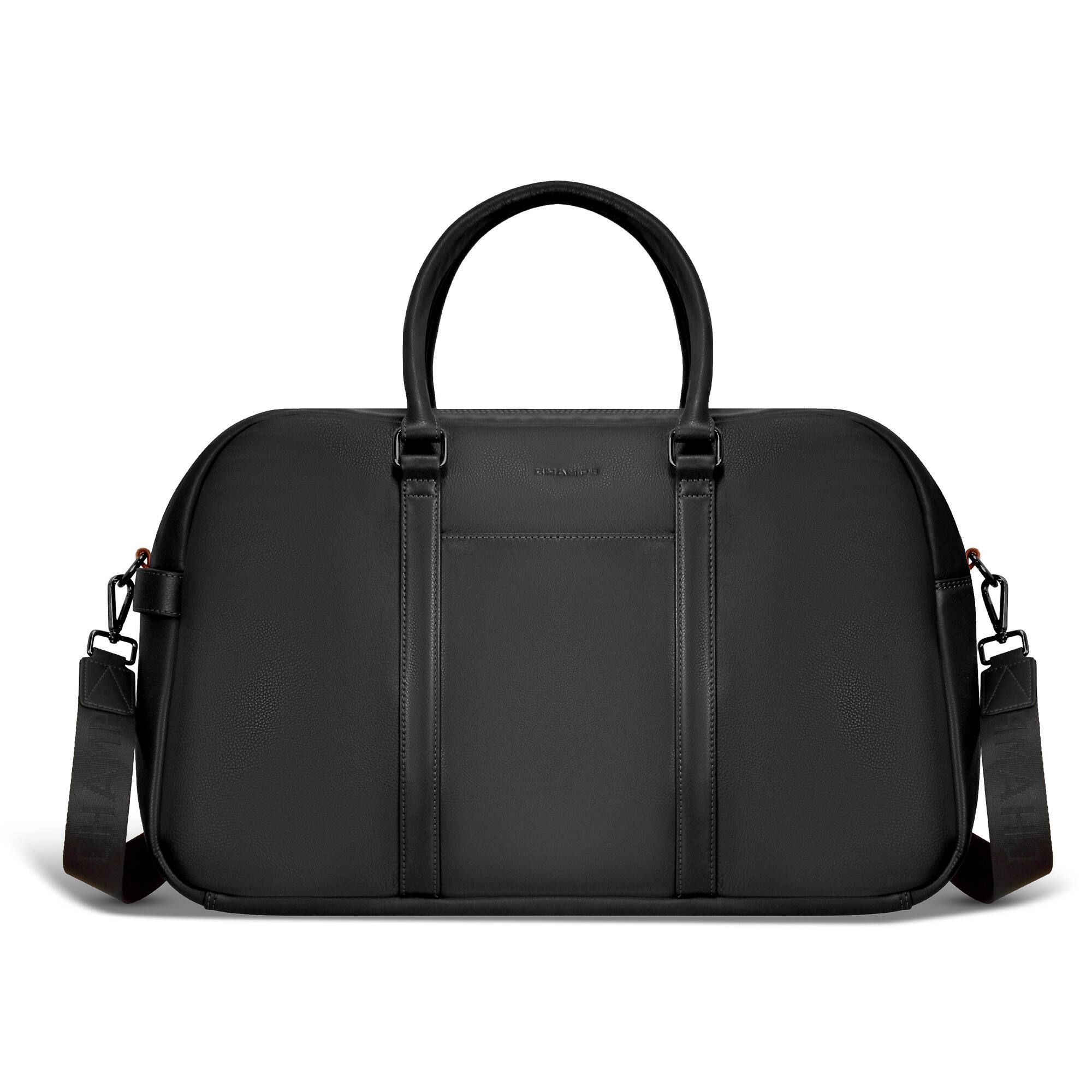Front. Champs - Onyx Collection Leather Duffel Laptop Bag - Black.