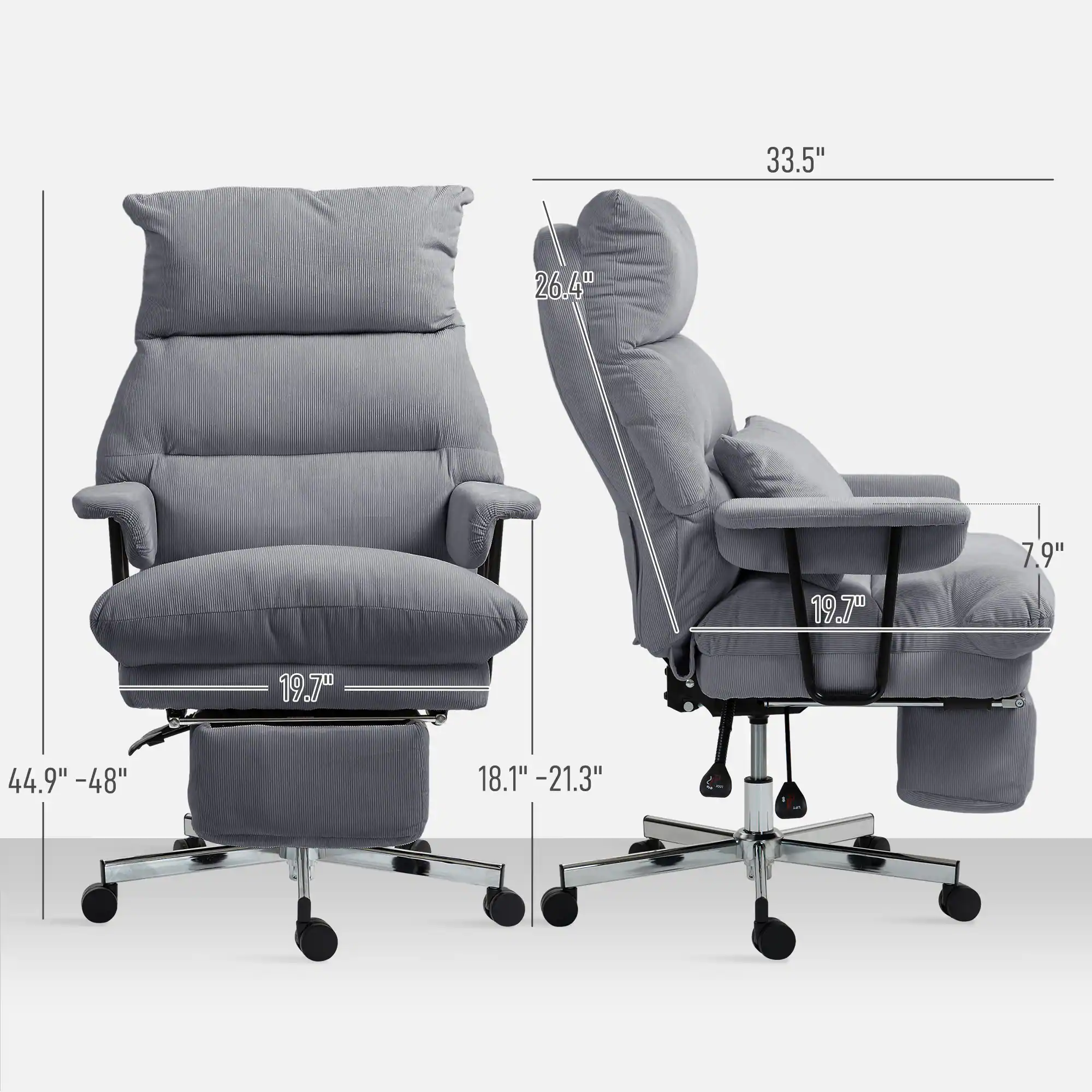 Left. TinyHomie - Gray Overstuffed Office Chair with Lumbar Support - gray.