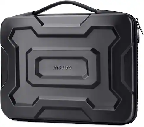 Front. mosiso - 15.6 inch Waterproof EVA Hard Laptop Sleeve with Handle - Black.