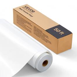 VEVOR - Heat Transfer Vinyl, 12 in x 50 ft, HTV Iron on Vinyl Roll, Easy to Cut and Weed, Strong Adhesion - Glossy White