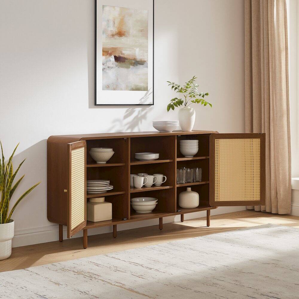 Alt View 5. Crosley Furniture - Nora Mid-Century Sideboard - Walnut.