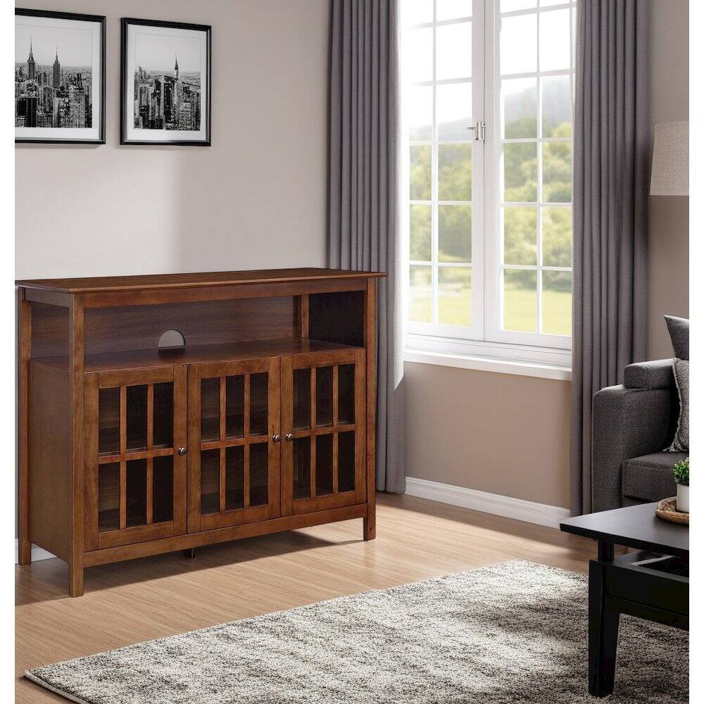 Alt View 3. FurniFact - Stylish TV Stand with Storage Cabinets and Shelf for TVs up to 55 Inches - Brown.