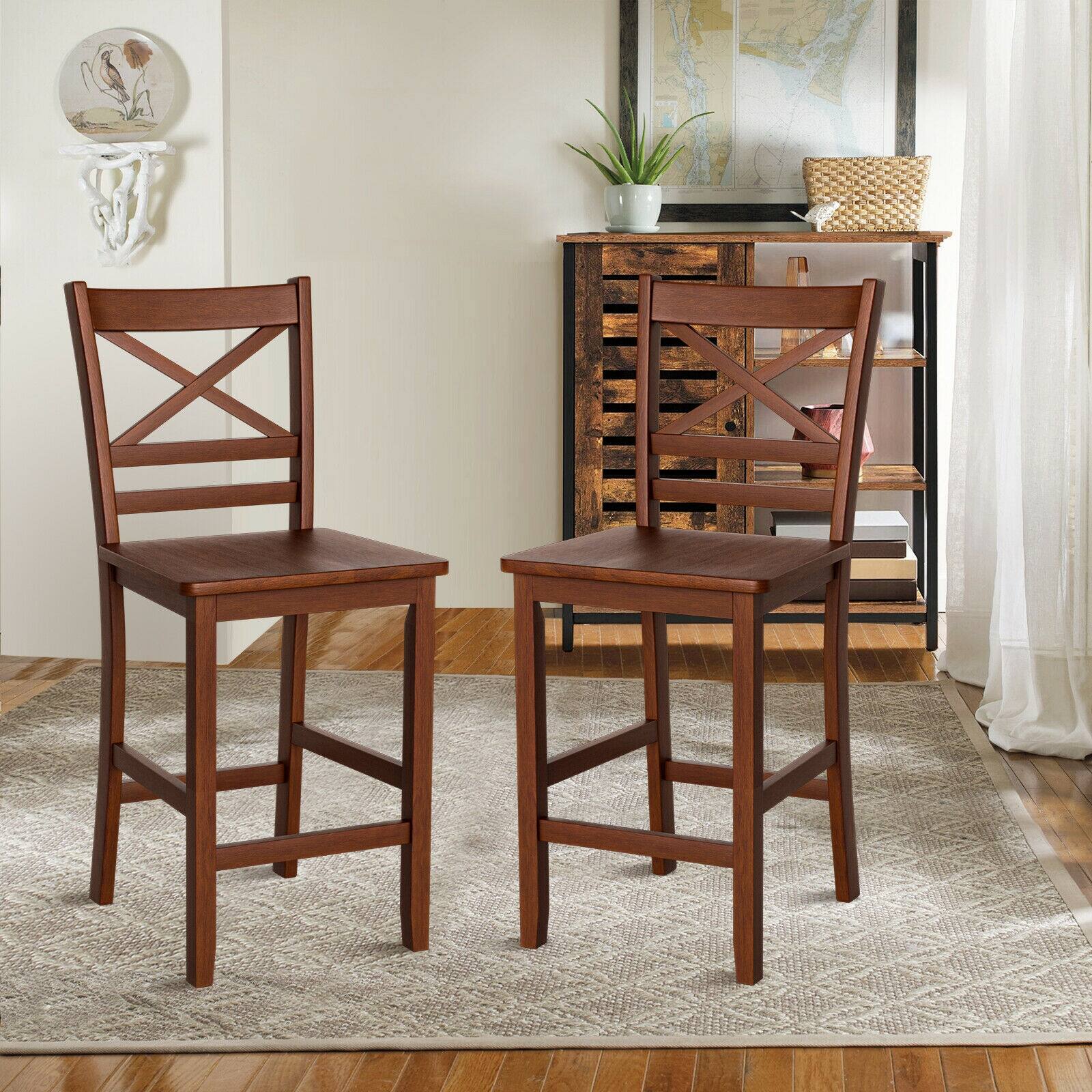 Alt View 7. Ecooso - Set of 2 Bar Stools 25 Inch Counter Height Chairs - Walnut.