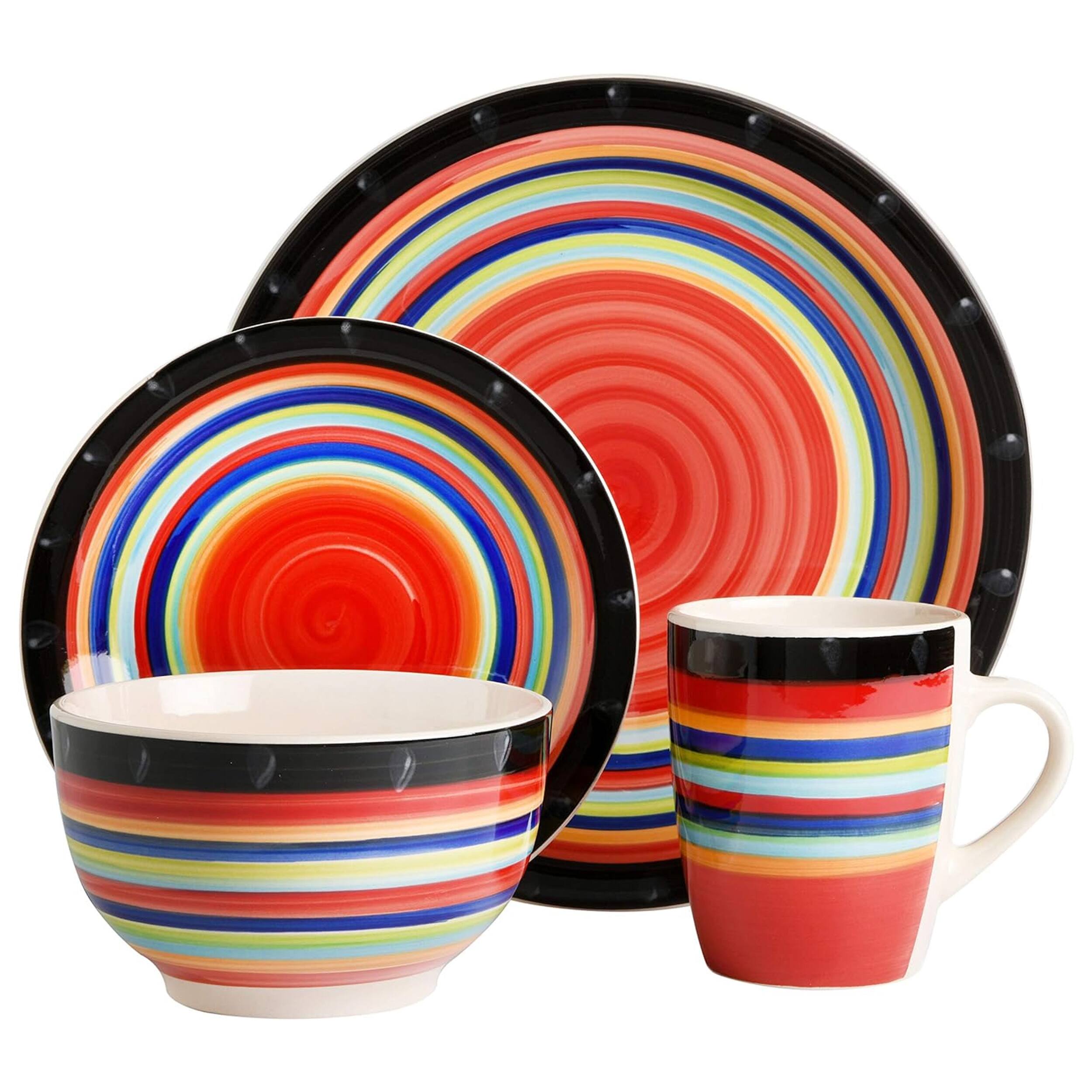 Alt View 1. Gibson - Gibson Home Casa Stellar 16 Piece Round Stoneware Dinnerware Set in Red - Red.