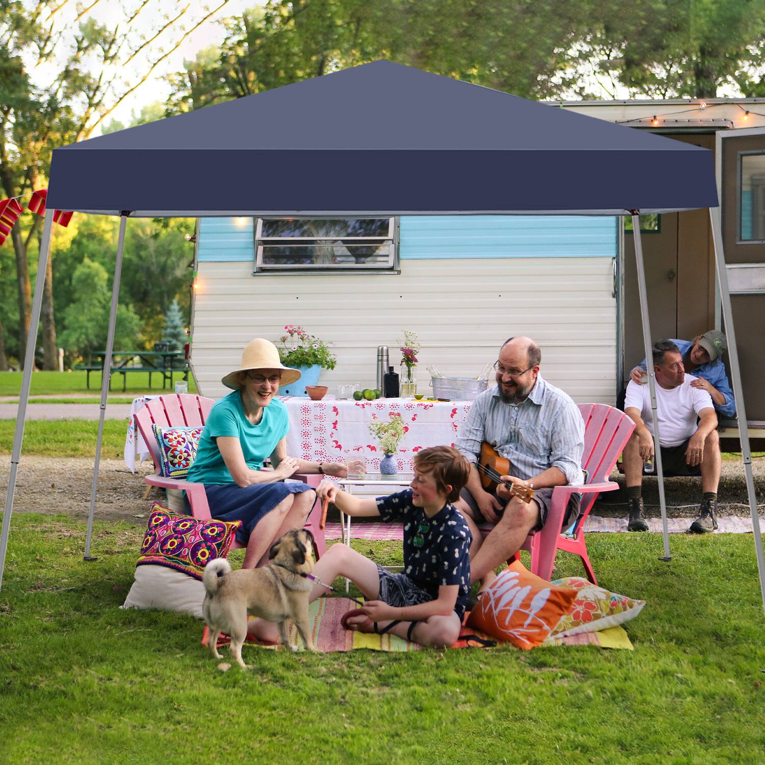 Back. Ainfox - Ainfox 10x10Ft Slant leg Pop Up Canopy Tent,Portable Instant Folding Shelter Gazebos - Navy blue.