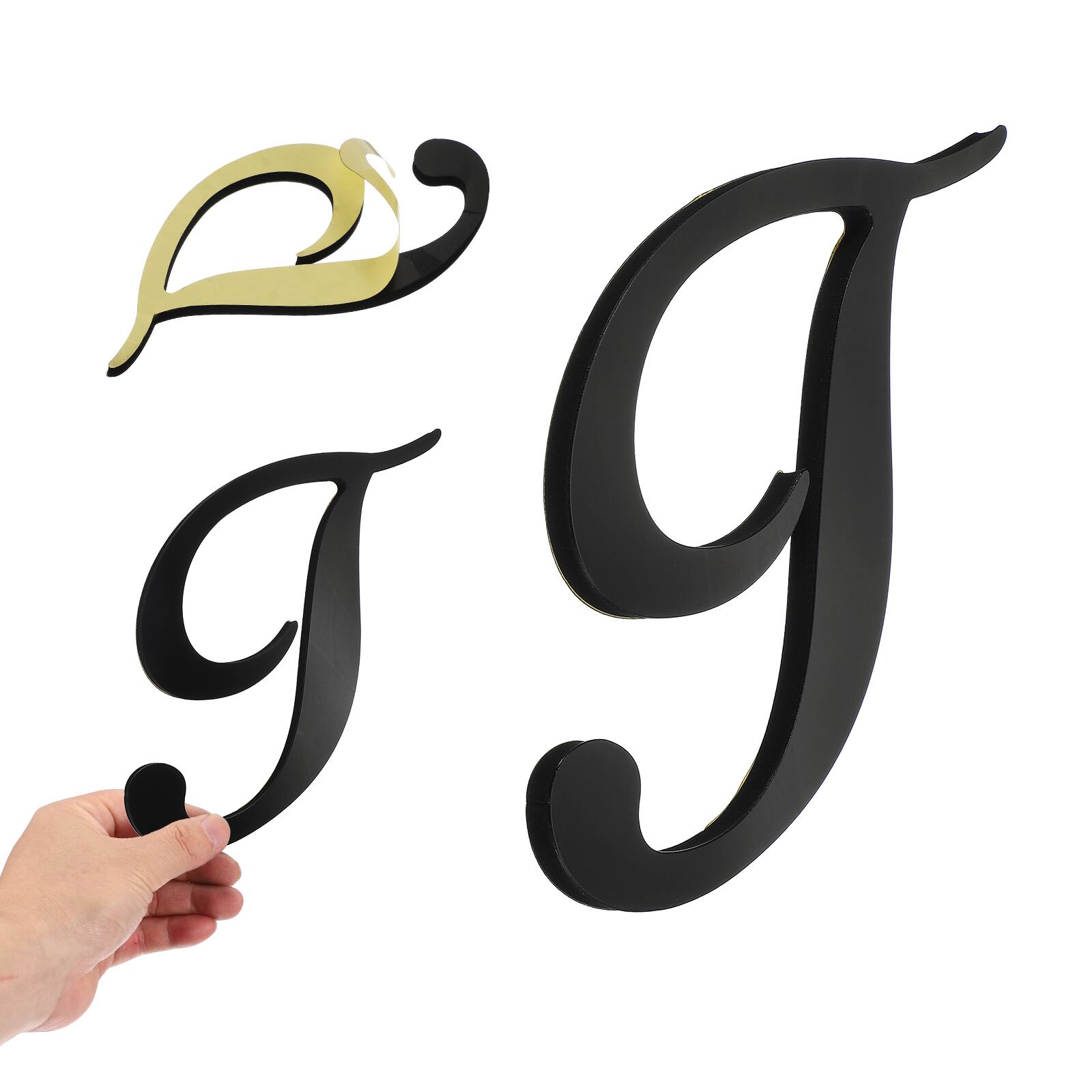 Front. Unique Bargains - 3D Alphabet Mirror Wall Sticker, 8" Acrylic Letter T Self-Adhesive Home Decor for Living Room, Bedroom - Black.