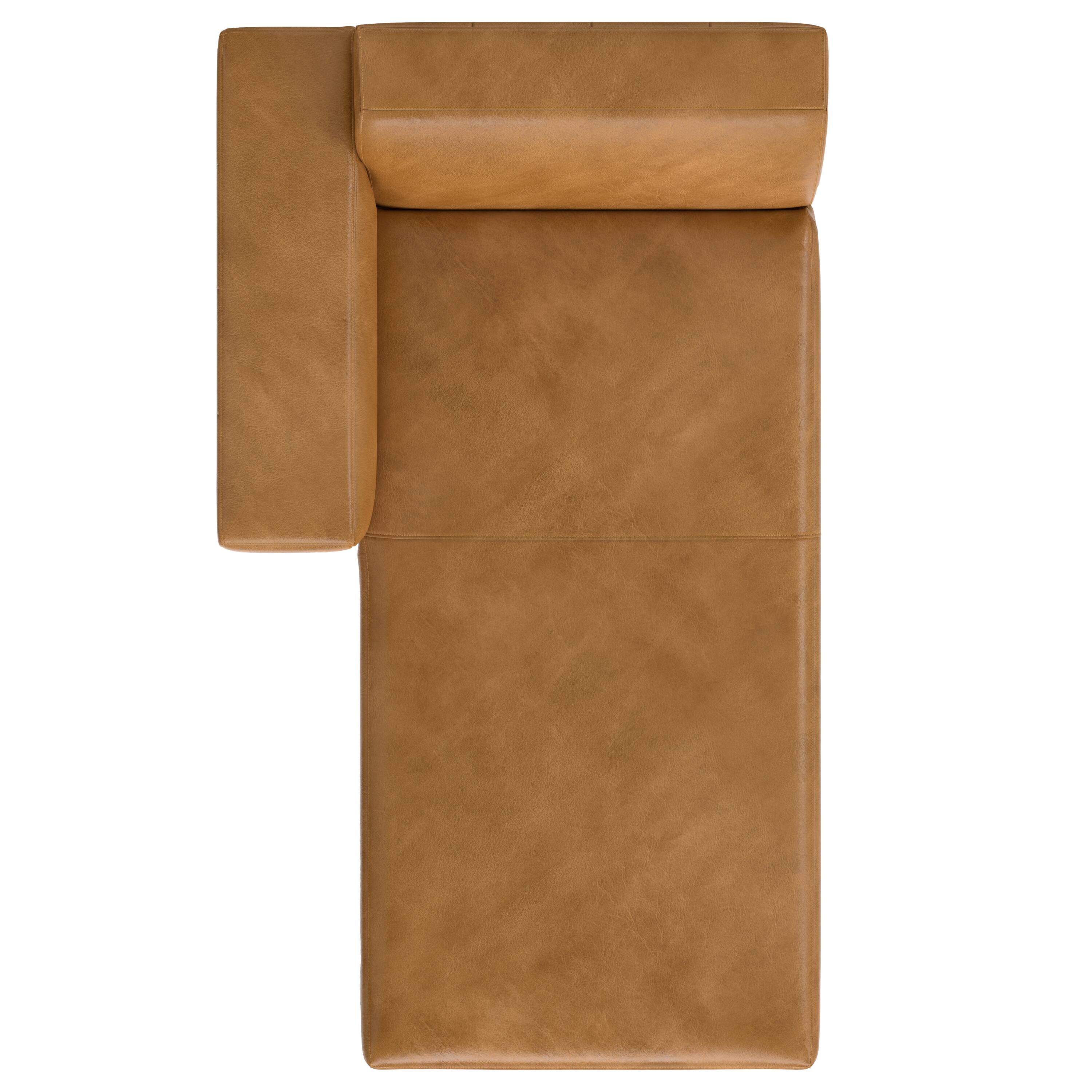 Alt View 1. Simpli Home - Rex Left Chaise Sofa Module in Genuine Leather - Sienna.