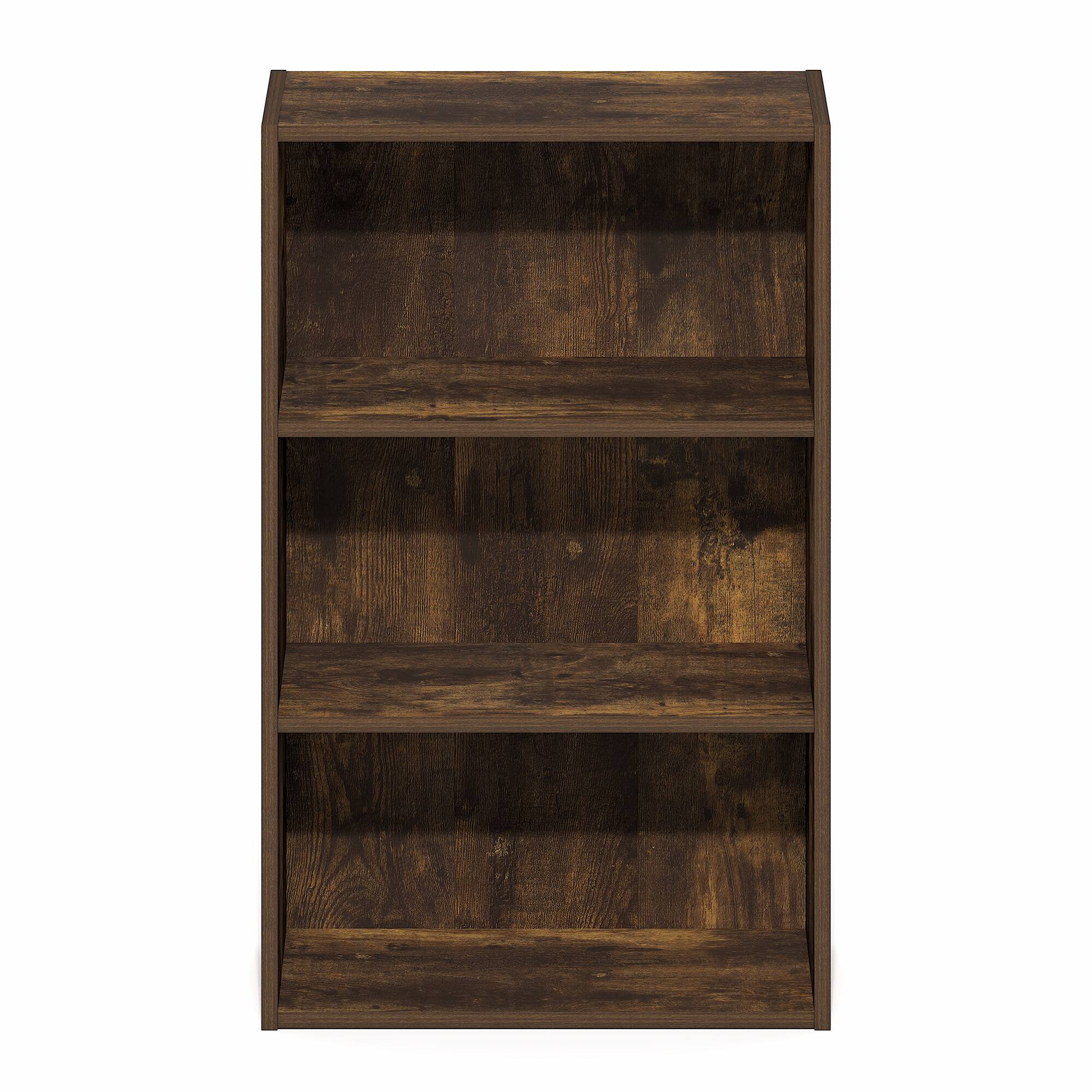 Alt View 5. Furinno - Basic 3-Tier Open Shelf Bookcase, Bookshelf, Storage Organizer, 7 x 17 x 26 - Amber Pine.