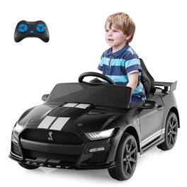 Gymax - 12V Kids Ride on Car Licensed Ford Mustang Shelby GT500 w/ Remote Control - Black