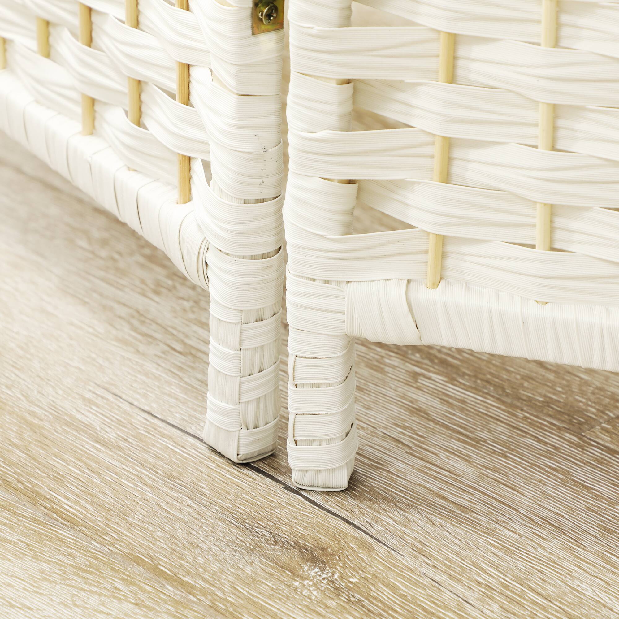 Alt View 8. Homcom - 3 Panel Room Divider, 6' Tall Folding Privacy Screen, Hand-Woven Freestanding Wall Partition for Home Office, Bedroom - White.