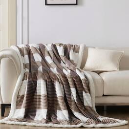 ThinkLink Electronic - Sherpa Blanket Fleece Throw For Couch Flannel Cozy Thick Warm Soft Bed Gray-soft Blue 60x80 Inches - Beige-1 60"*80" Checkered