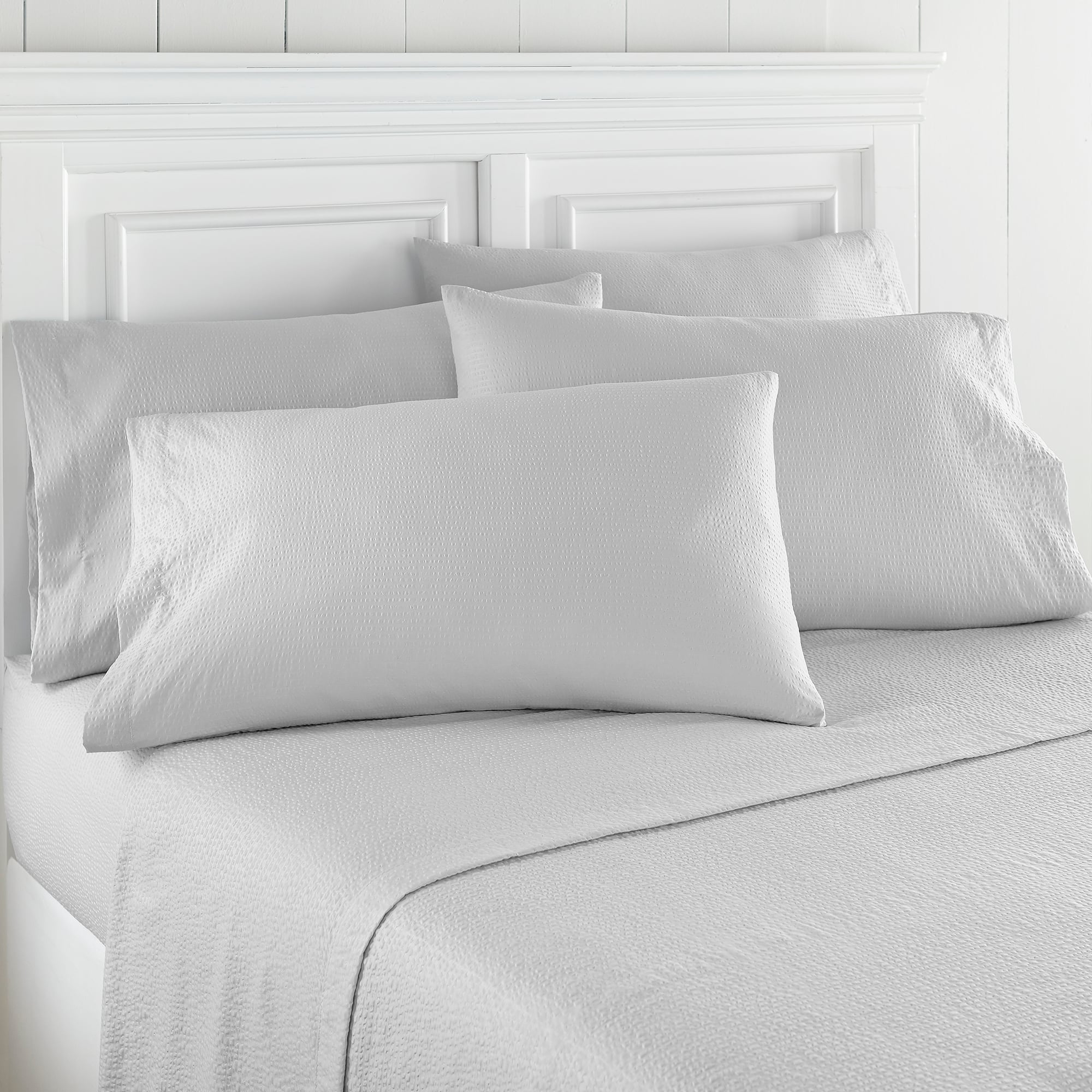 Shavel Home Products - Seersucker Sheet Set, King - Fog gray