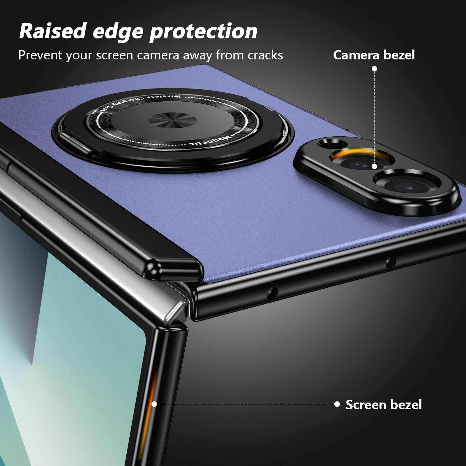 Raised edge protection  
Prevent your screen camera away from cracks  
Camera bezel  
Screen bezel