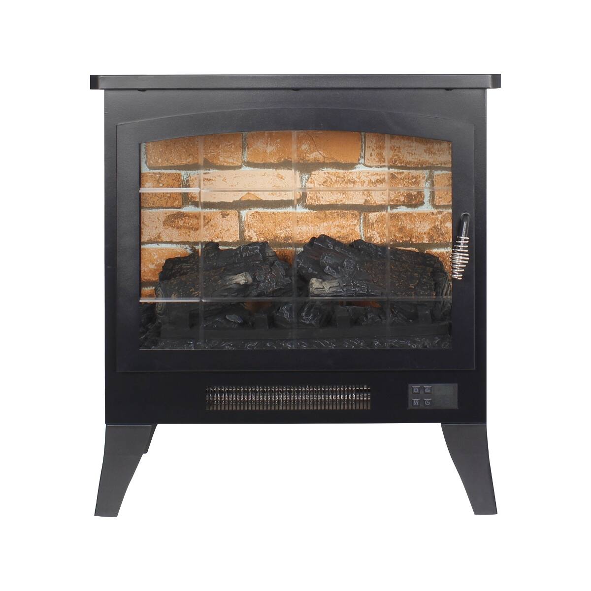 Alt View 7. Loheer - Loheer 21 inch freestanding electric fireplace stove 3-sided view with 3D flame effect - Antique Black.