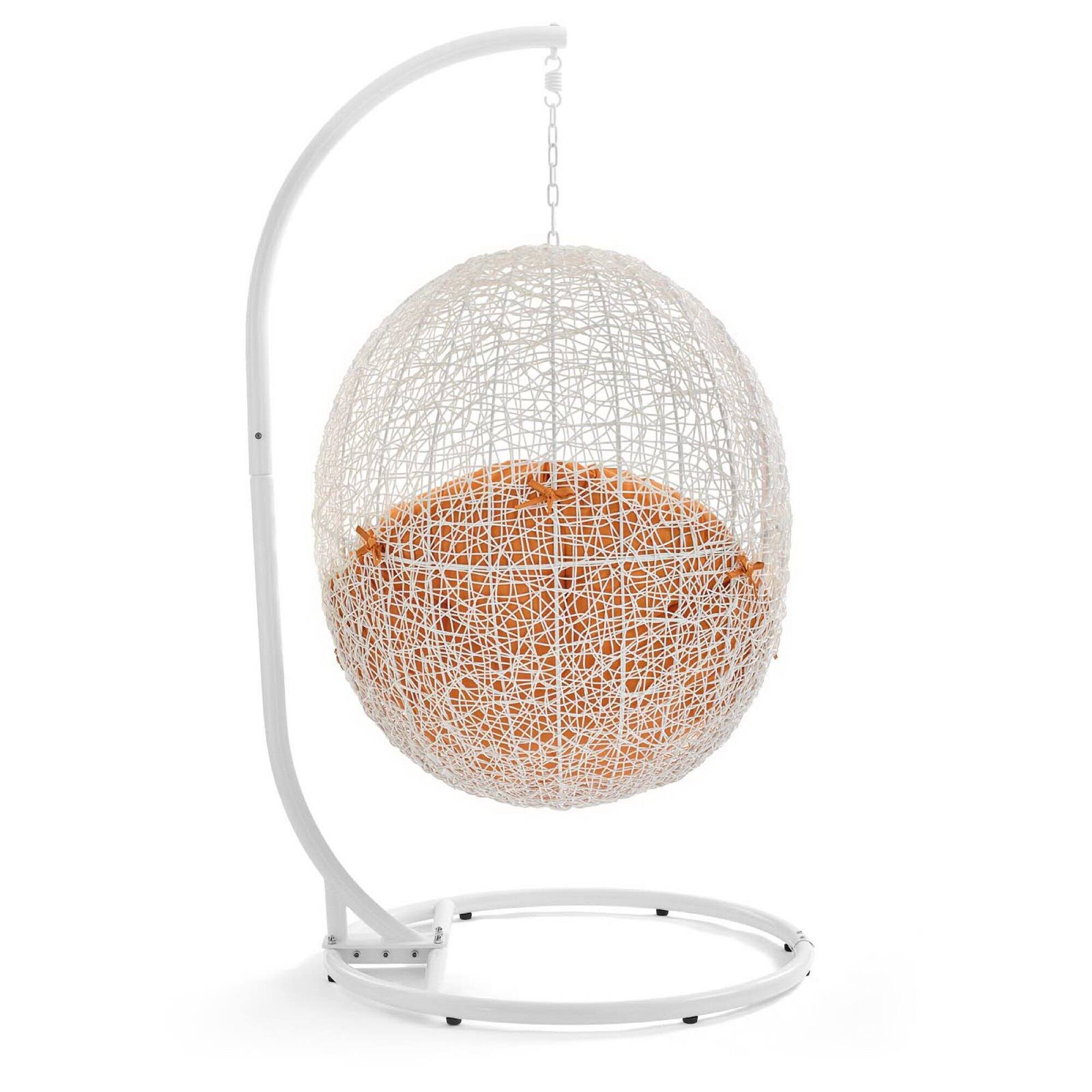 Left. Modway - Hide Outdoor Patio Swing Chair With Stand by Modway - White Orange.