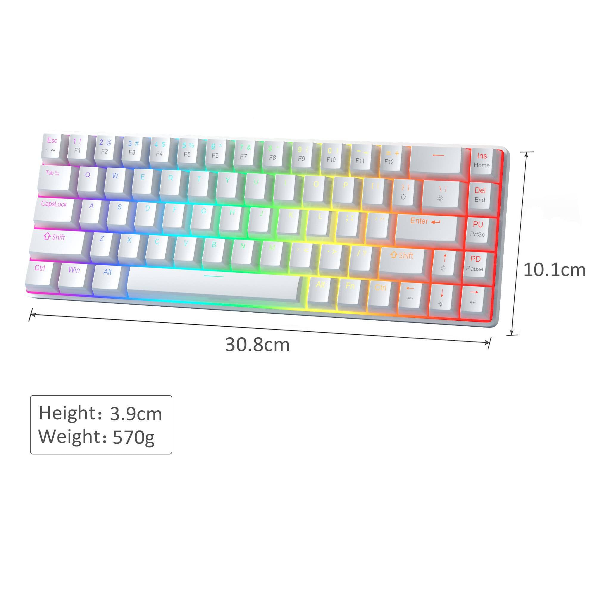 Esc 1! FI Tab CapsLock Shift Cal Win a A 2 e F2 W S Z Ar 3 . 4S 4 5 5% F3 F4 F5 E R T 0 F G X . V 6 + FG B Y H 7 4 F7 N L J 3 F8 M  F9 I K  . F10 0 L -> I Alt F11 F12 P I 1] : Enter !? Shift Fn Ctri - 1  . Ins Home Del End PU PitSc PD Pause - 10.1cm 30.8cm Height: 3.9cm Weight: 570g