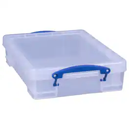 Really Useful Box - 4L Plastic Storage Container w/Snap Lid & Clip Lock Handles - Clear