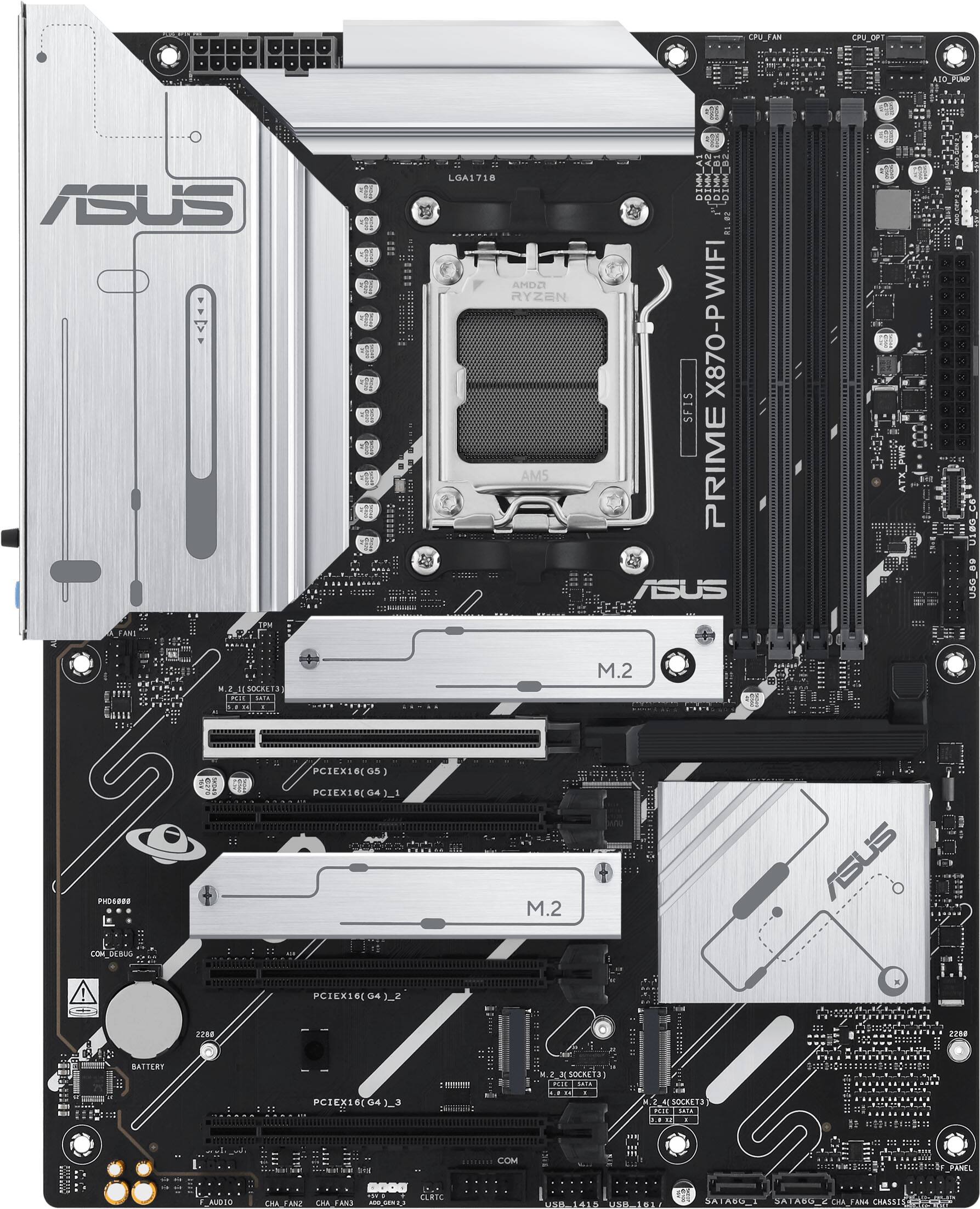 ASUS - PRIME X870-P WIFI (Socket AM5) AMD X870 ATX DDR5 Wi-Fi 7 Motherboard - White
