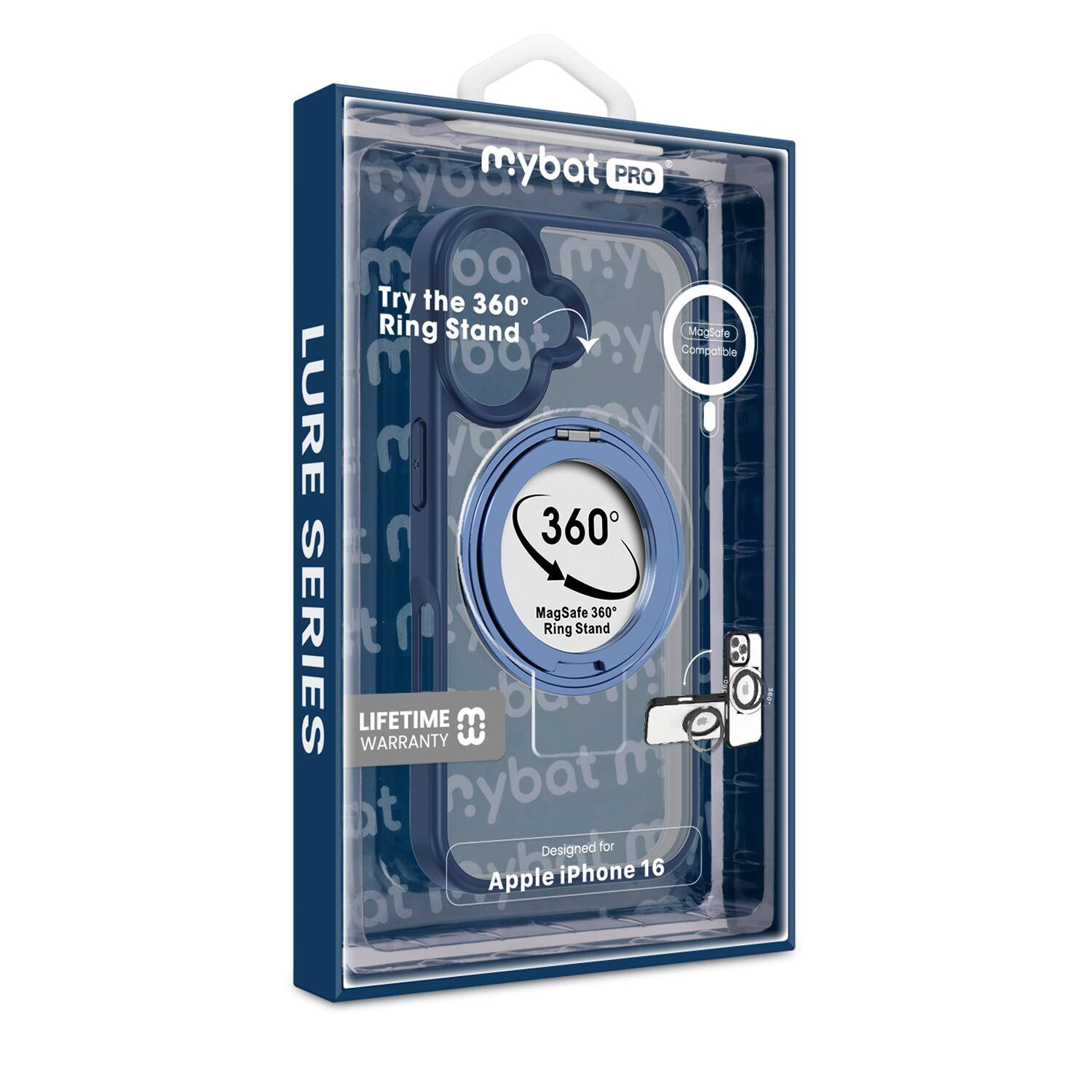 mybat PRO

LURE SERIES

Try the 360° Ring Stand

360° MagSafe Ring Stand

LIFETIME WARRANTY

Designed for Apple iPhone 16

MagSafe Compatible
