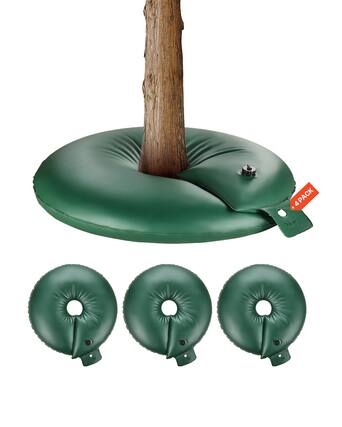 Front. VEVOR - Tree Watering Rings, 4 Pcs 20 Gallons Tree Watering Bags, 6-9 Hours Slow Release, Refillable Planting Water Bags - Green.