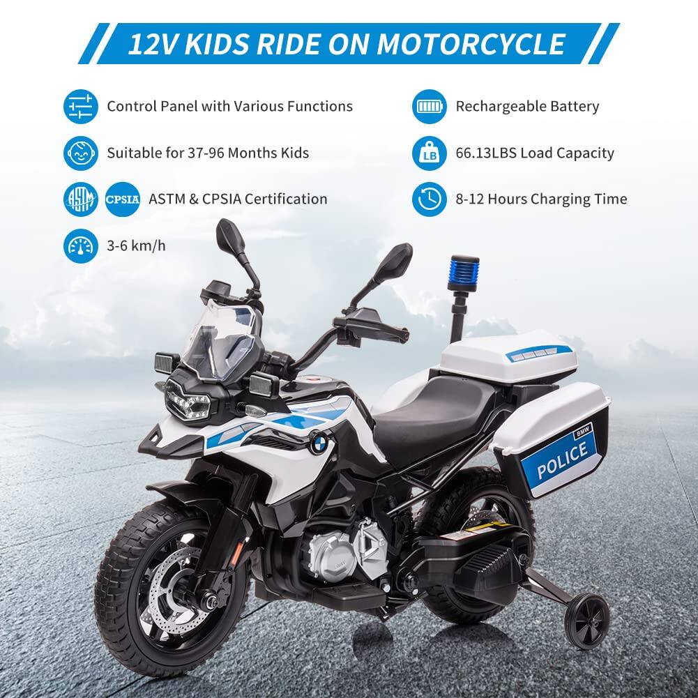 12V KIDS RIDE ON MOTORCYCLE

- Control Panel with Various Functions
- Suitable for 37-96 Months Kids
- ASTM & CPSIA Certification
- 3-6 km/h
- Rechargeable Battery
- 66.13LBS Load Capacity
- 8-12 Hours Charging Time
