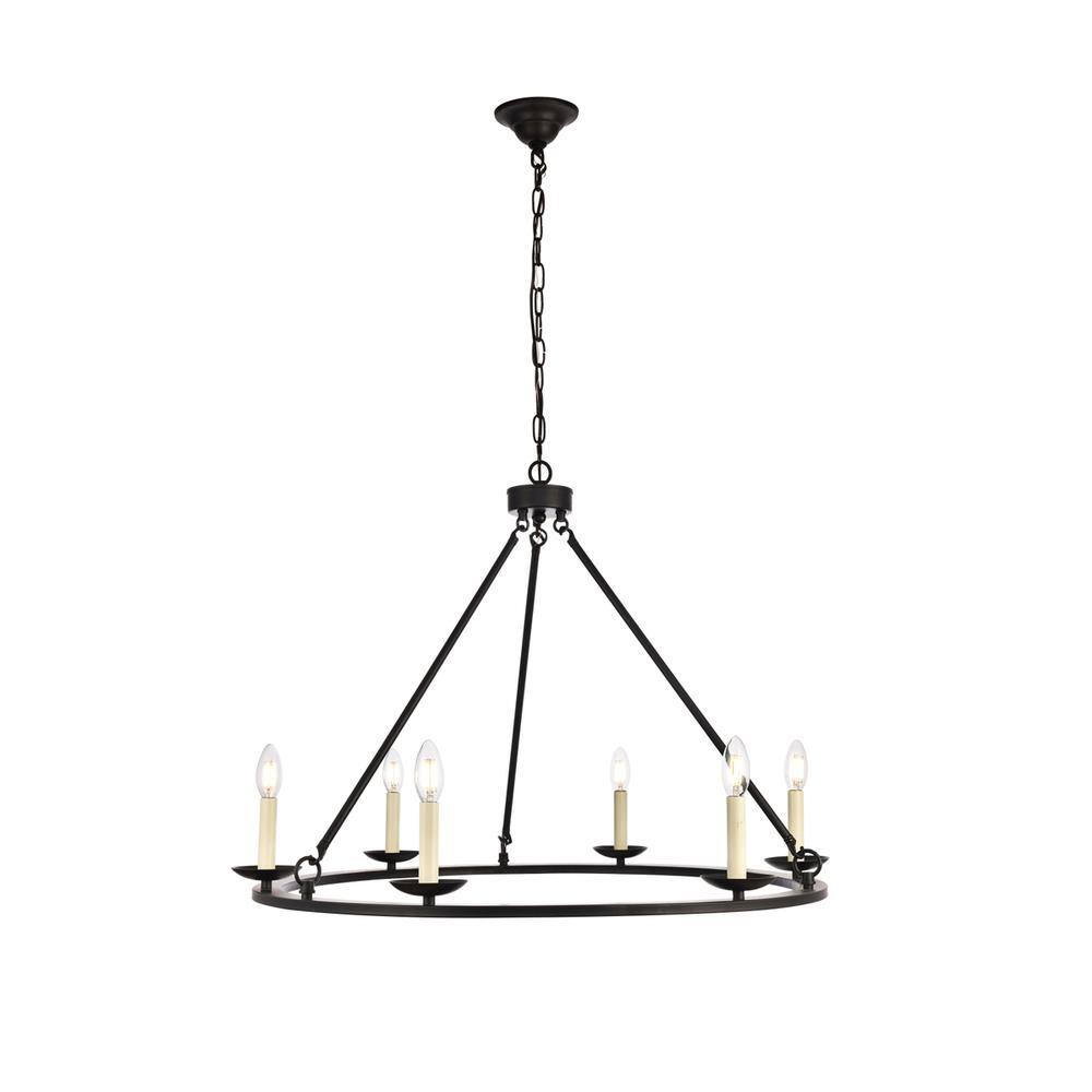 Alt View 2. Living District - Maine Collection Chandelier D32.4 H23.25 Lt:6 Black Finish - Black.