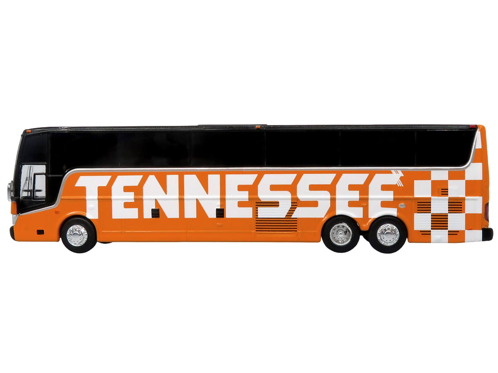 Angle. Iconic Replicas - Van Hool TX-45 Motorcoach Bus Premier Transportation University of Tennessee Orange Black Limited Edition 1/87 HO - Orange and Black.