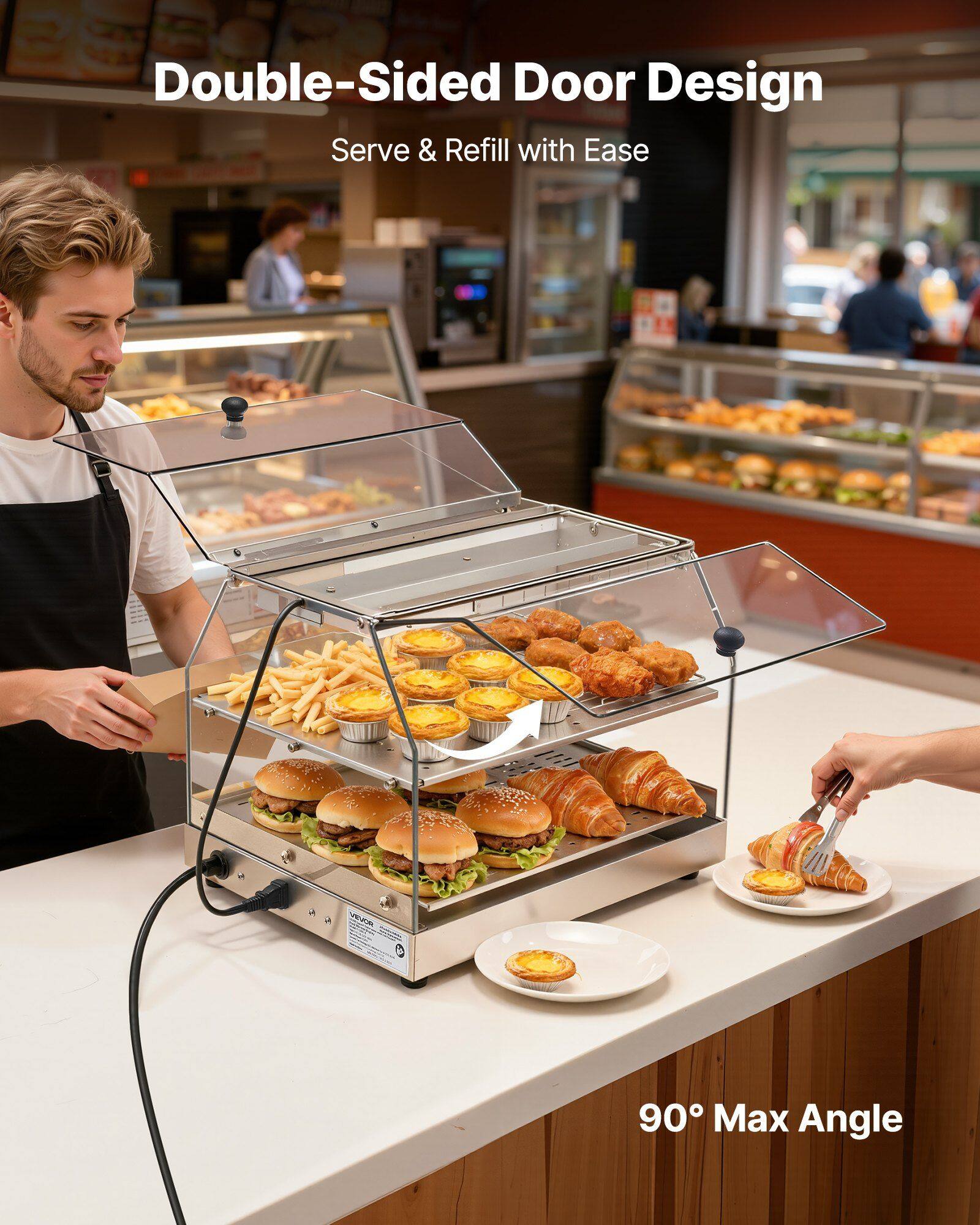 Double-Sided Door Design  
Serve & Refill with Ease  

90° Max Angle