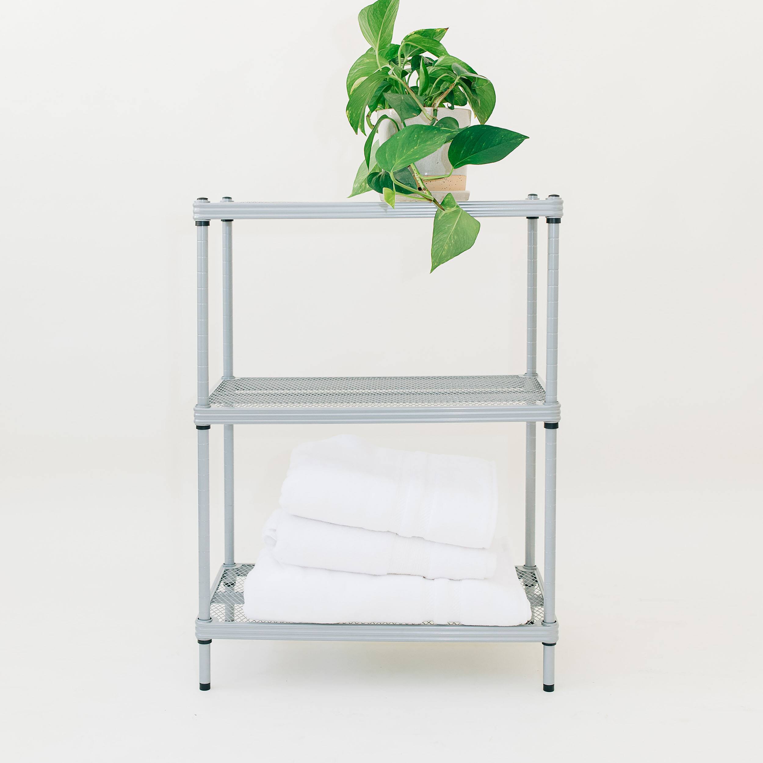 Alt View 7. Design Ideas - Design Ideas MeshWorks 3 Tier Full-Size Metal Storage Shelving Unit Rack, Silver - Silver.