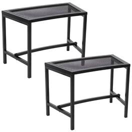 Sunnydaze - Mesh Metal Patio Curved Fire Pit Bench - Set of 2 - Black